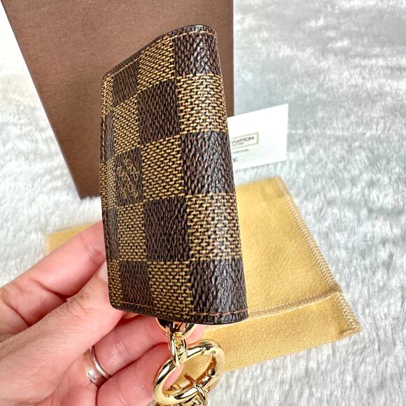 Louis Vuitton Damier Ebene Key holder Fob holder keychain or cufflinks case NICE - Picture 12 of 16